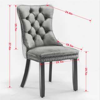 Sunvega High Back Velvet Dining Chairs with Tufted Upholstery and Nailhead Trim