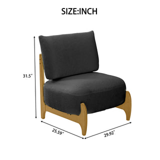 Sunvega Modern Solid Wood Leisure Chair with Soft Seat and Backrest for Living Room or Bedroom
