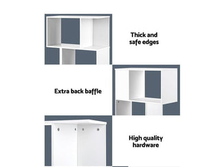 Sunvega Three-Tier Minimalist Shelving Unit with Grid Pattern for Home Storage