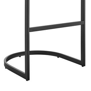 Sunvega Black Metal Bar Stool with Gray Faux Leather Upholstery and Cantilever Base