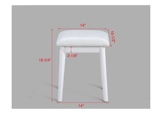Sunvega Modern Luxury White Vanity Table Set with Built-in LED-lit Mirror and Stool