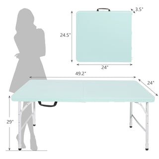 Sunvega 8ft Pink Folding Table with Waterproof Top and Foldable Design for Camping