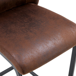 Sunvega Modern Brown Suede Cushion Chairs with Black Metal Legs for Dining Room