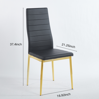 Sunvega Golden Legs and Black Seat Comfortable Durable Dining Chair Set of 4