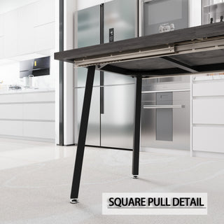 Sunvega Expandable MDF Dining Table with Black Metal Legs for 4-6 People