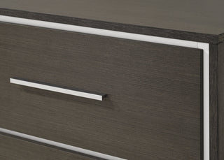 Sunvega Contemporary Dark Gray Nightstand with Two Drawers and Chrome Accents