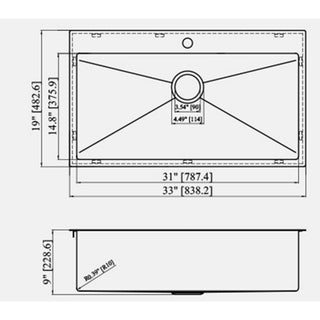 Sunvega 16 Gauge Stainless Steel Topmount Kitchen Sink Basin with Sound Proof Coating