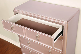Sunvega Rose Gold Mirror Trim Chest with Felt Lined Top Drawers for Bedroom