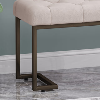 Sunvega Upholstered Button Tufted Ottoman Bench with Polished Metal Legs
