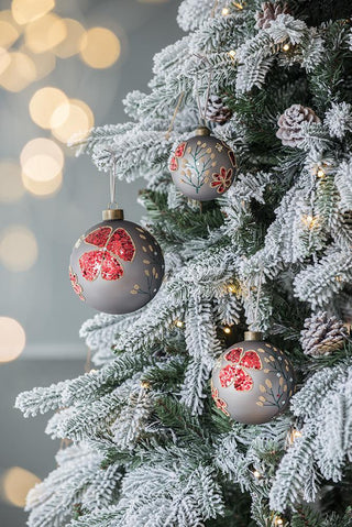 Sunvega Glass Glitter Painted Christmas Ball Ornaments Set of 12 for Holiday Decor