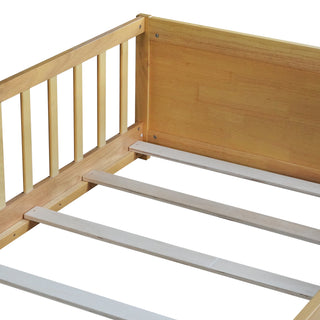 Sunvega Twin Size Floor Bed with Built-in Book Rack and Revolving Door for Kids