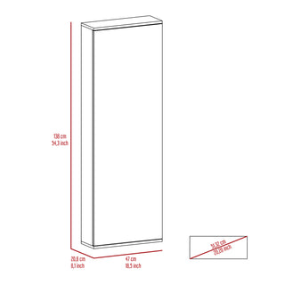 Sunvega Wall Mounted Shoe Rack with Mirror Door and Five Shelves for Ten Pairs