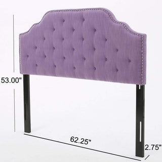 Sunvega Queen Size Upholstered Headboard with Tufted Design and Nailhead Trim