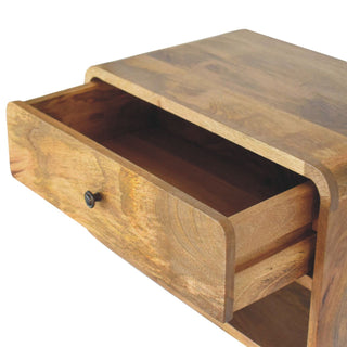 Sunvega Solid Mango Wood Wall Mounted Floating Bedside with Drawer and Open Shelf