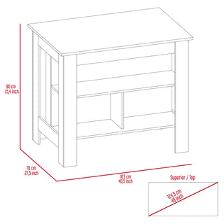 Sunvega Kitchen Island Table with Three Open Storage Shelves and Spacious Leg Room