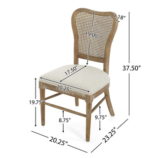 Sunvega Vintage Style Rubber Wood Upholstered Dining Chair Set of 2