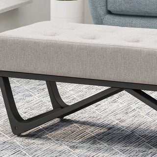 Sunvega Modern Ottoman Bench with Button-Tufted Waffle Stitch and Geometric Legs