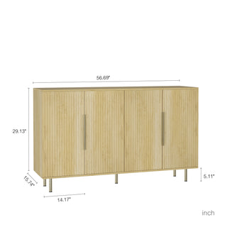 Sunvega Modern Fluted Sideboard with Adjustable Shelves for Living Room Storage