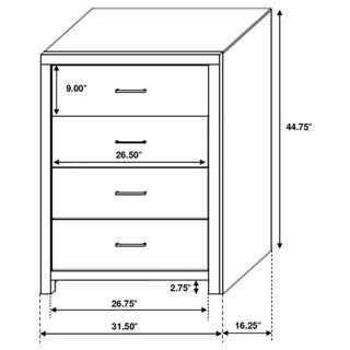 Sunvega Oak Rectangular 4-Drawer Chest with Rustic Finish and Spacious Storage