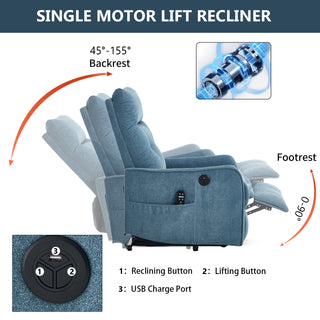 Sunvega Single Motor Power Lift Recliner Chair with Massage and Heat for Elderly