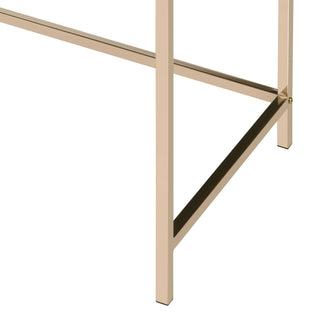 Sunvega White High Gloss Gold Finish Contemporary Vanity Desk with 2 Storage Drawers