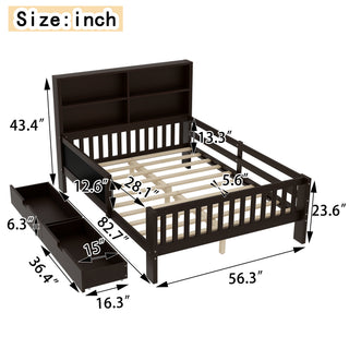 Sunvega Twin Solid Wood Platform Bed with Chalkboard Headboard and Storage Drawers