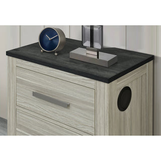 Sunvega Augusta Brown Nightstand with Dark Top Finish and Two Spacious Drawers
