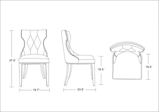 Sunvega Set of 2 Gray Traditional Dining Chairs with Luxurious Velvet Upholstery