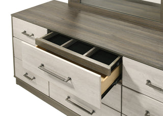 Sunvega Modern Two-Tone Wood Dresser with Nine Spacious Drawers and Top Dividers