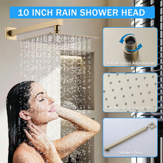 Sunvega Matte Black Wall Mount Shower System with High Pressure Rain and Handheld