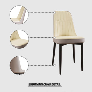 Sunvega Modern PU Leather Dining Chairs with Thick Soft Cushions and Black Metal Legs