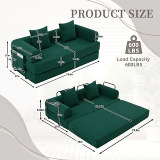 Sunvega Foldable Compressible Sofa with Metal Frame and Cushions for Small Spaces