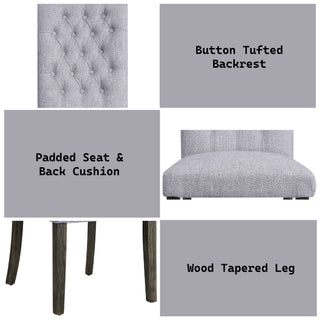 Sunvega Gray Linen and Oak Finish Armless Parson Side Chair Set of 2
