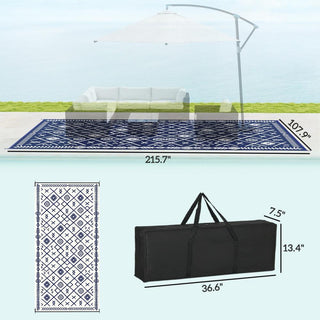 Sunvega Reversible Outdoor Rug with Protective Coating and Strap Stakes for Patio