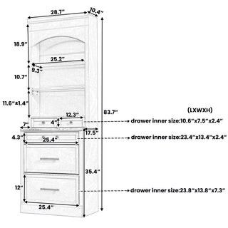 Sunvega Freestanding Tall Kitchen Pantry Cabinet with Faux Marble Top and 5 Storage Drawers