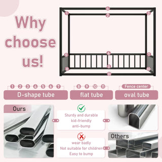 Sunvega Full Size Floor Bed with Multi-Sided Guardrail Protection and Open Low-Profile Design