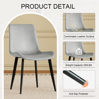 Sunvega Modern Brown PU Leather Dining Chairs with Carbon Steel Legs Set of 4