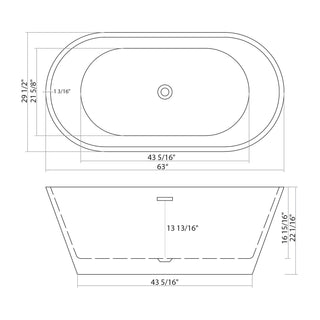 Sunvega 59 Inch Acrylic Freestanding Soaking Tub with Gold Overflow Drain