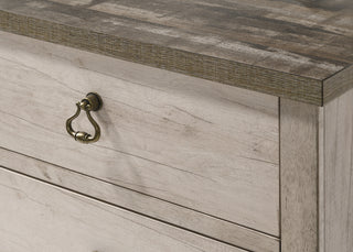 Sunvega Cottage Style Distressed Two Drawer Nightstand with Driftwood Finish