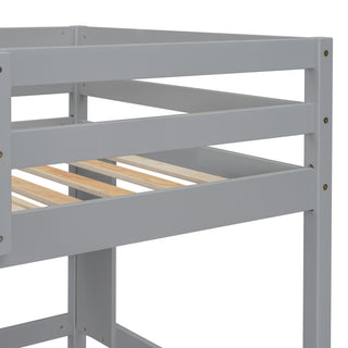 Sunvega Twin Size Loft Bed with Desk, Shelves, Safety Guardrail and Ladder in White
