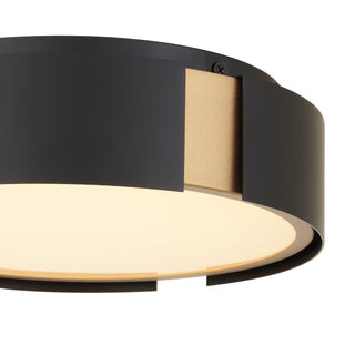 Sunvega 10-inch Matte Black LED Flush Mount Light with Brass Accent
