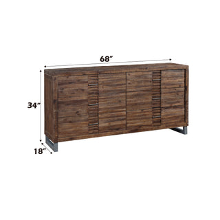 Sunvega Andria Reclaimed Oak Dresser with Six Spacious Drawers and Metal Hardware