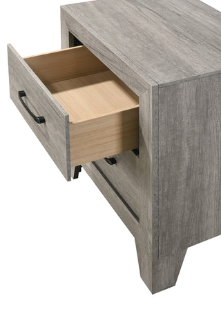 Sunvega Contemporary Gray Wood Grain Nightstand with Two Drawers Rustic Charm