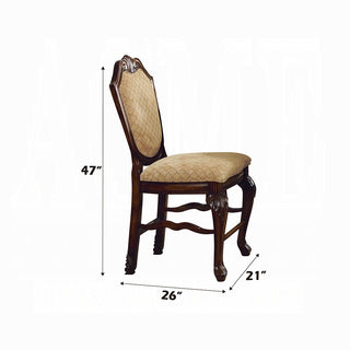 Sunvega Counter Height Fabric Upholstered Armless Chair with Wooden Queen Anne Legs