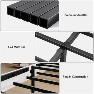 Sunvega Queen Bed Frame with LED Lights Headboard Charging Station and Hidden Storage