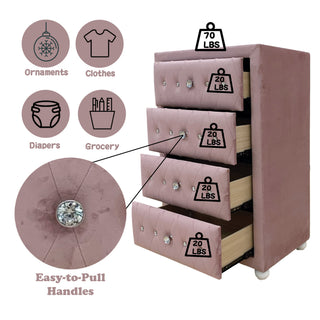 Sunvega Stylish Upholstered Fabric Chest with Arched Headboard and Drawers