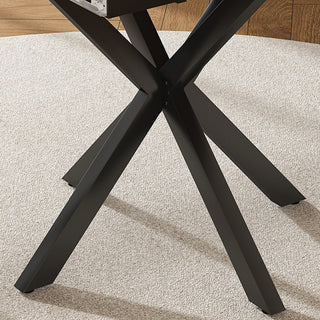 Sunvega Modern Round Dining Table with Marble Top and Adjustable Length