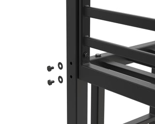 Sunvega Low Twin Over Twin Metal Bunk Bed Frame with Ladder and Guardrail