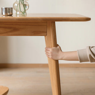 Sunvega Solid Oak Extendable Round Corner Dining Table for 6-8 People