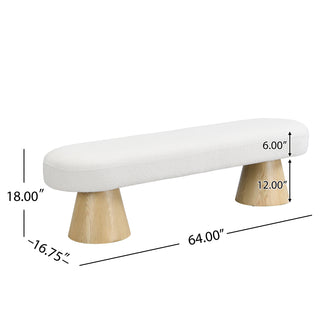 Sunvega Fully Assembled Upholstered Dining Bench with Wood Legs and Non-Slip Pads